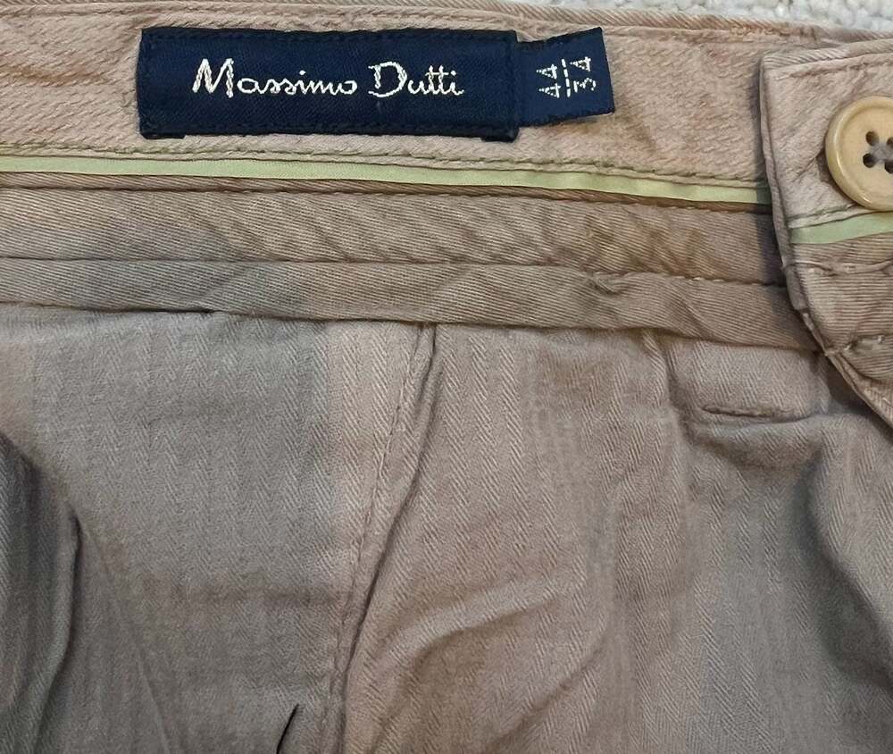 Massimo Dutti Men's Tan 100% Cotton Straight Leg Chino Pants Size 34 View 4
